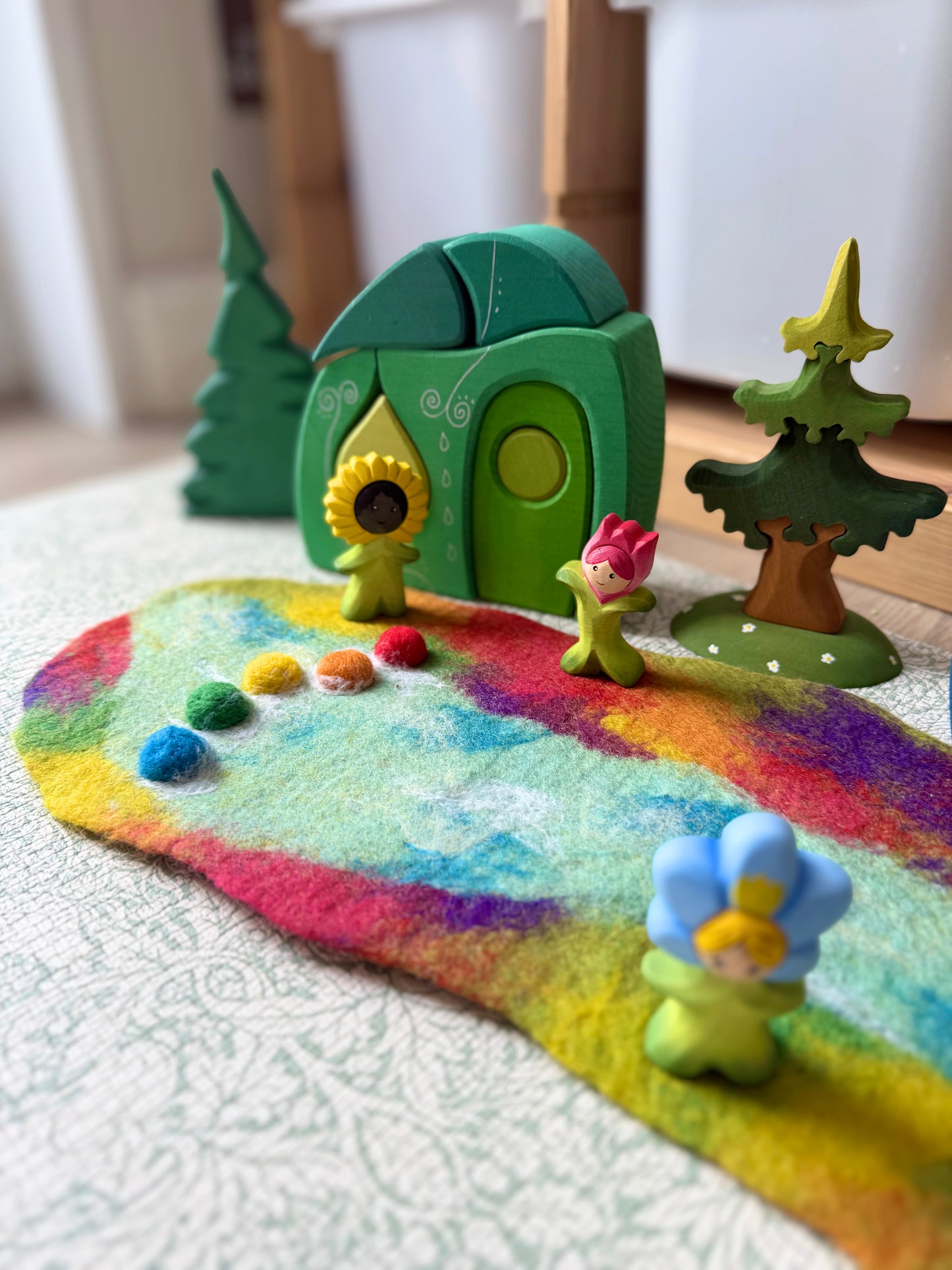 Rainbow Stepping stones river felt play mat