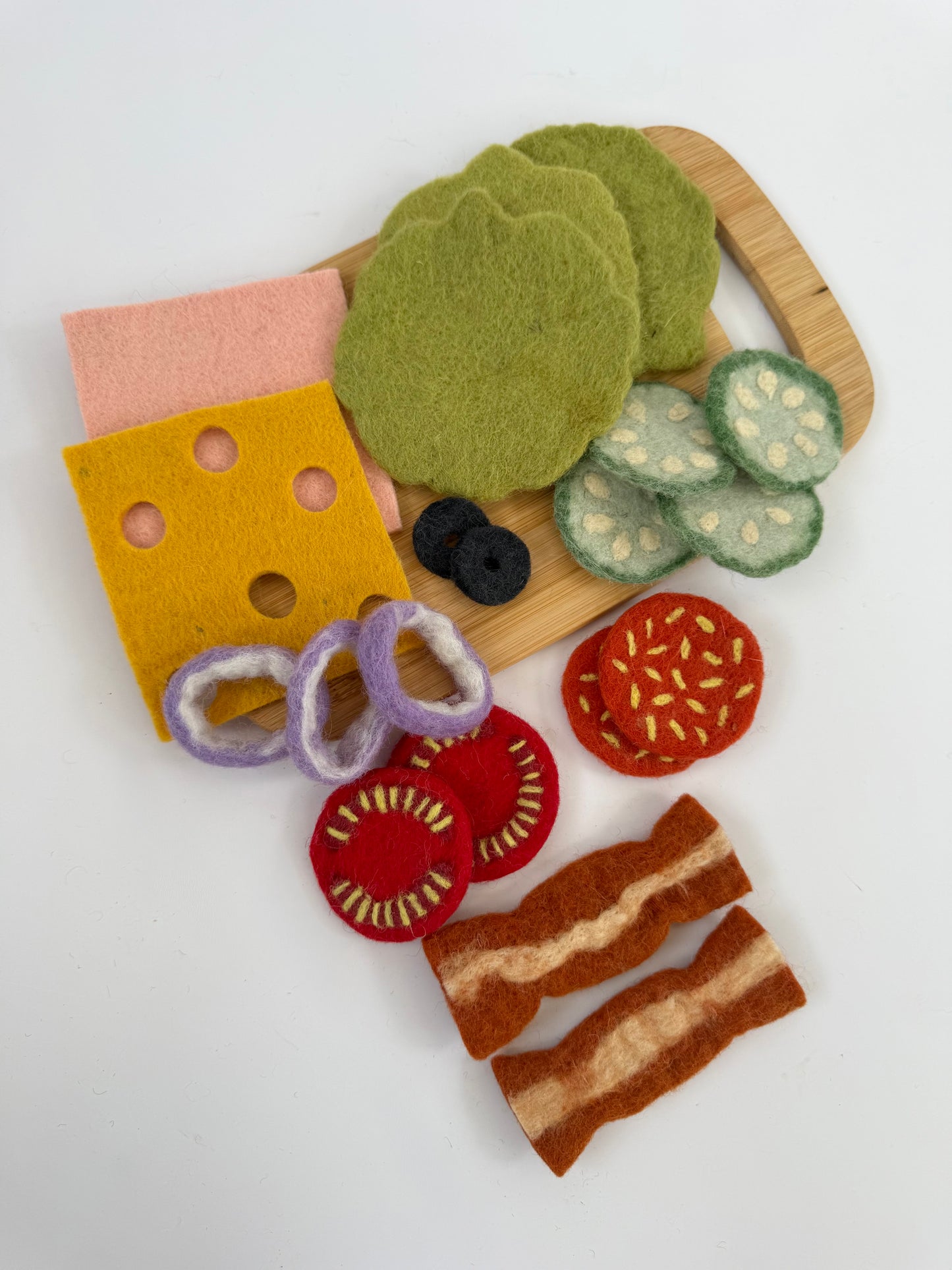 Felt sandwhich and salad play food set