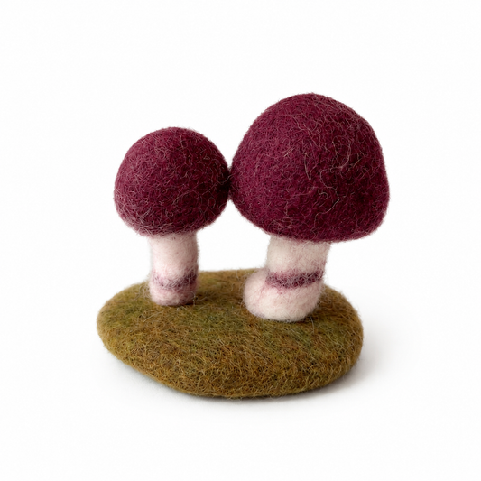 Felt Amethyst Deceiver Mushroom Pair