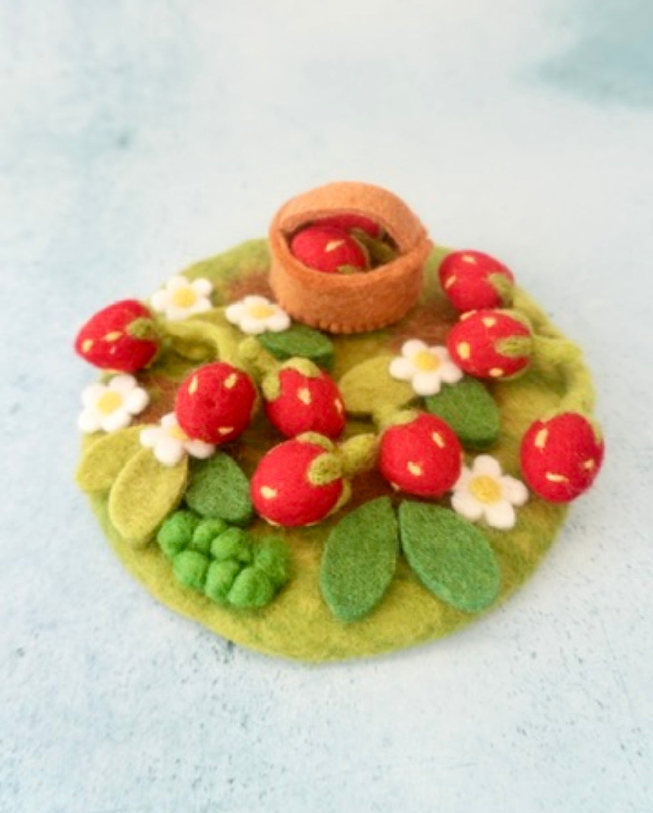 Felt Strawberry picking mini play mat
