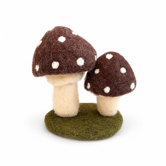 Felt Panther cap mushroom pair