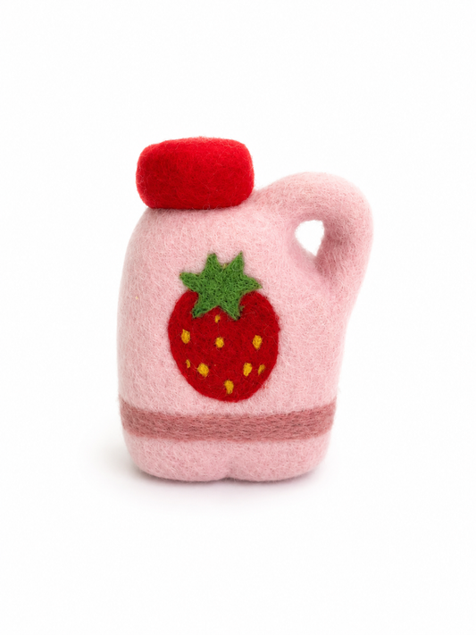 Felt strawberry milk carton play food
