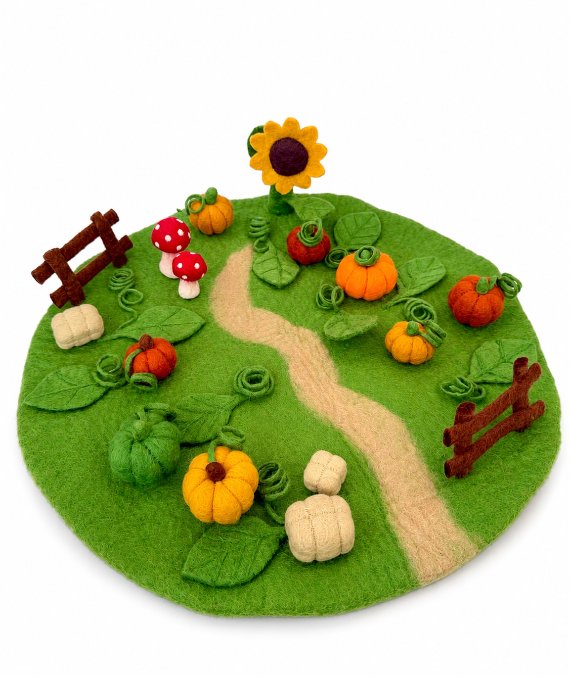 Pumpkin picking field Large Mat