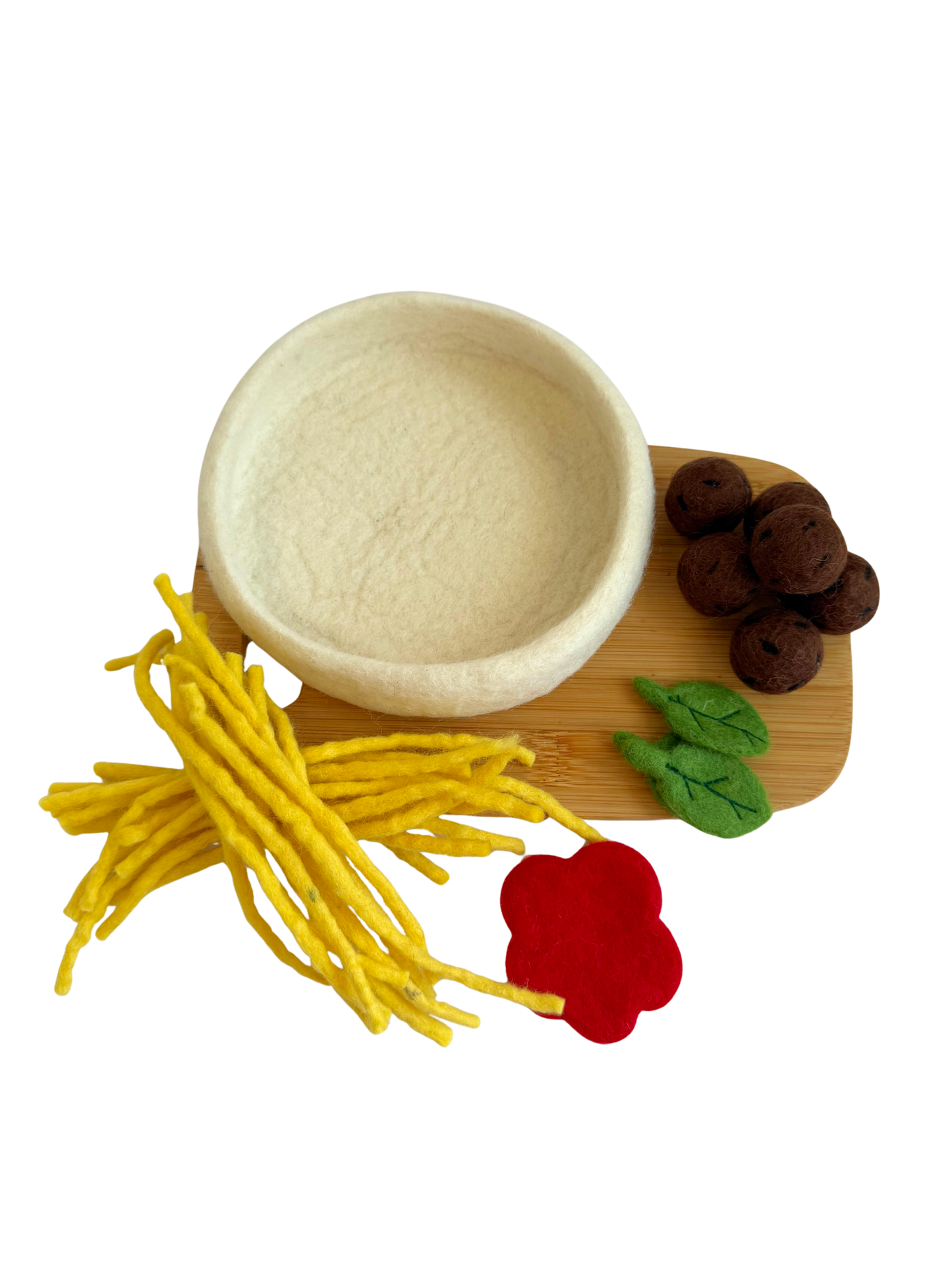 Felt spaghetti and meat balls