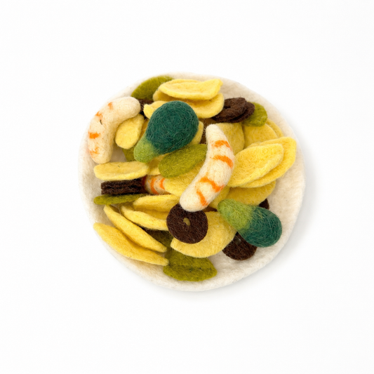 Felt prawn pesto pasta play set