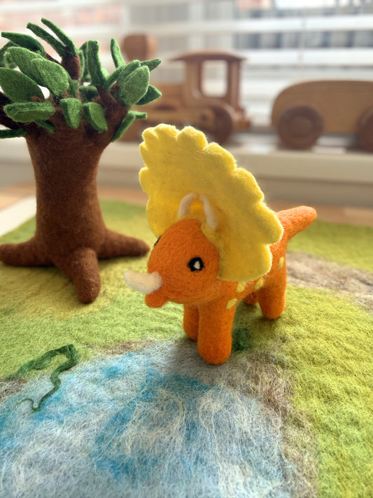 Felt orange Triceratops
