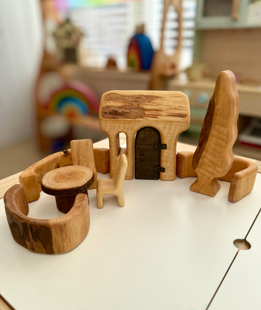 Bikeho wooden House and Garden set I - 8 pieces